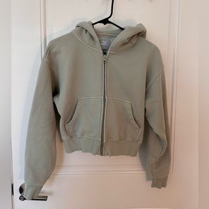 Aritzia TNA Cozy Cropped Hoodie Sage Green